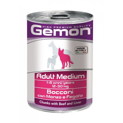 G87859 GEMON - Wet Dog Chunks Adult medium beef & liver 415 g paveikslėlis