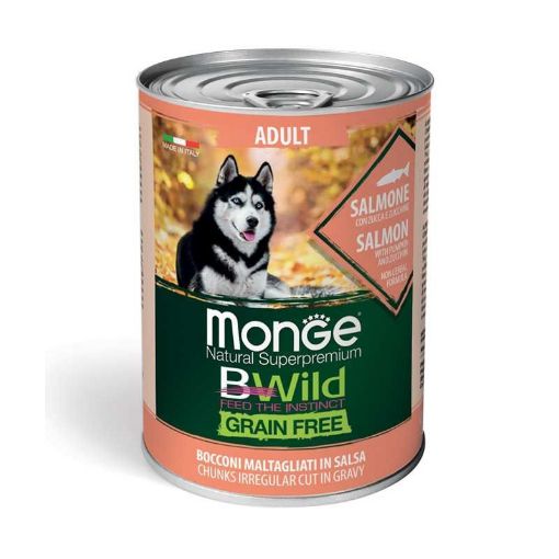 M12621 Monge BWILD Dog Adult Chunkies Grain Free Salmon with Pumpkin&Zucchini 400g paveikslėlis