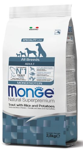 M11334 Monge Dry Dog All Br. Adult Monoprotein Trout, Rice and Potatoes 2.5 kg paveikslėlis