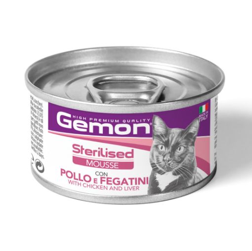 G01039 GEMON - Wet Cat Mousse Sterilised Chicken/Liver 85 g (pak.24) paveikslėlis
