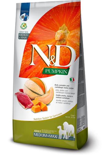 F38968 FARMINA N&D PUMPKIN - DOG Dry Duck&Cantaloupe ADULT MEDIUM MAXI 12 kg paveikslėlis