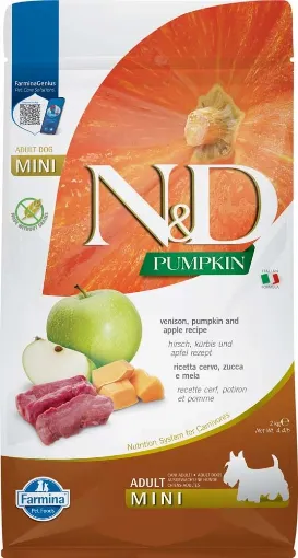 F39071 FARMINA N&D PUMPKIN - DOG Dry Venison&Apple ADULT MINI 2 kg (pak.4) paveikslėlis