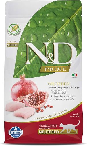 F30467 FARMINA N&D PRIME - CAT Dry Chicken&Pomegr NEUTERED ADULT 1,5 kg (pak.8) paveikslėlis