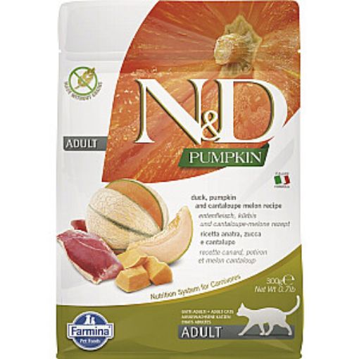 F35356 FARMINA N&D PUMPKIN - CAT Dry Duck&Cantaloupe ADULT 300 g (pak.16) paveikslėlis