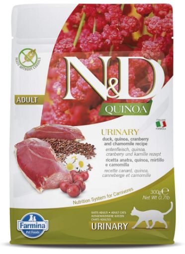 F35776 FARMINA N&D QUINOA - CAT Dry URINARY Duck&Cranberry ADULT 300 gr (pak.16) paveikslėlis