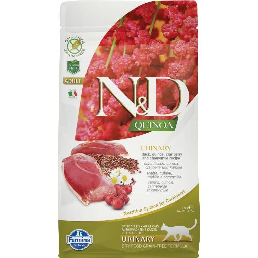 F35820 FARMINA N&D QUINOA - CAT Dry URINARY Duck&Cranberry ADULT 1,5 kg (pak.8) paveikslėlis