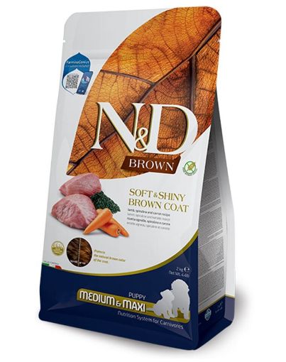F44952 FARMINA N&D BROWN - DOG Dry Lamb Spirulina&Carrot PUPPY MED&MAX 2 kg paveikslėlis