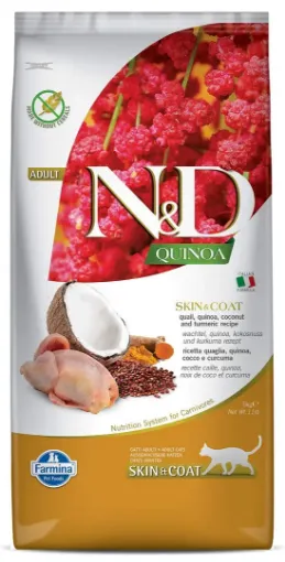F36995 FARMINA N&D QUINOA - CAT Dry SKIN&COAT Quail&Coconut ADULT 5 kg paveikslėlis