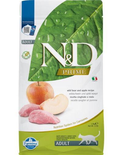 F21083 FARMINA N&D PRIME - CAT Dry Wild Boar&Apple ADULT 1,5 kg (pak.8) paveikslėlis