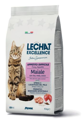 LE59794 Lechat Exc. Fussy sausas pašaras išrankioms katėms su kiauliena 1.5kg (pak.6) paveikslėlis