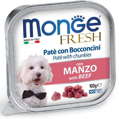 M13079 Monge Fresh - Wet Dog Alu Pate & chunkies beef 100 g paveikslėlis