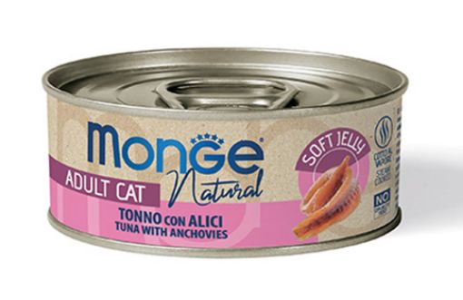 M07047 Monge Jelly - Wet Cat Yellowfin tuna with anchovies in Jelly 80 g paveikslėlis