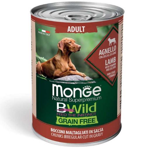 M12614 Monge BWILD Dog Adult Chunkies Grain Free Lamb with Pumpkin&Zucchini 400g paveikslėlis
