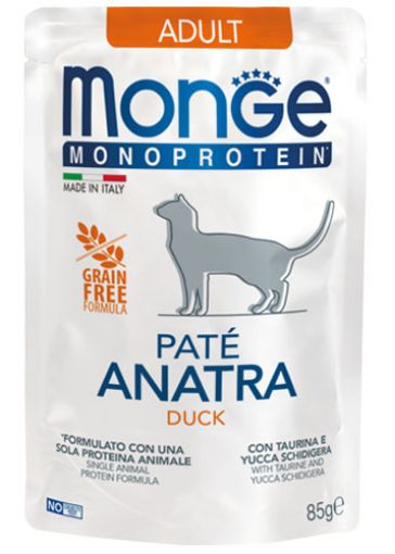 M13703 Monge Monoprotein - Cat Pouches Pate Adult DUCK 85 g (28) paveikslėlis
