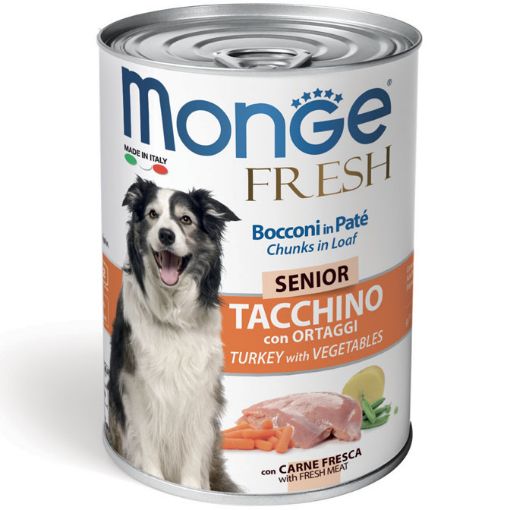 M14489 Monge Fresh - Wet SENIOR Dog Cans Pate & chunkies Turkey&vegetables 400 g paveikslėlis