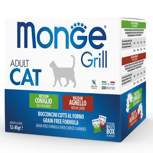 M17534 Monge GRILL MIX Cat Adult rabbit/lamb 85gx12 paveikslėlis