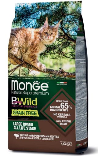 M12065 Monge Dry Cat GF LARGE breeds Buffalo Potatoes Lentils (buivolas,bulvės,lęšiai) 1.5kg paveikslėlis