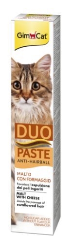 02.427225 GIMCAT ANTI-HAIRBALL DUO PASTE MALT+CHEESE 50G paveikslėlis