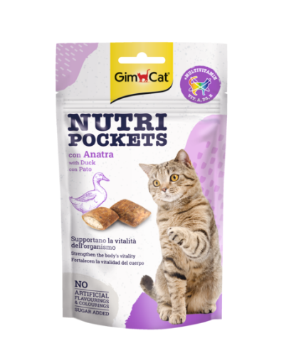 02.419367 GIMCAT NUTRI POCKETS Duck 60 G skanėstai katėms su antiena paveikslėlis