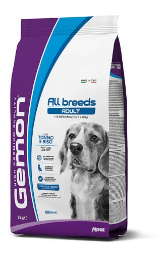 G86098 GEMON - Dry Dog All Breeds Adult tuna & rice 3 kg paveikslėlis