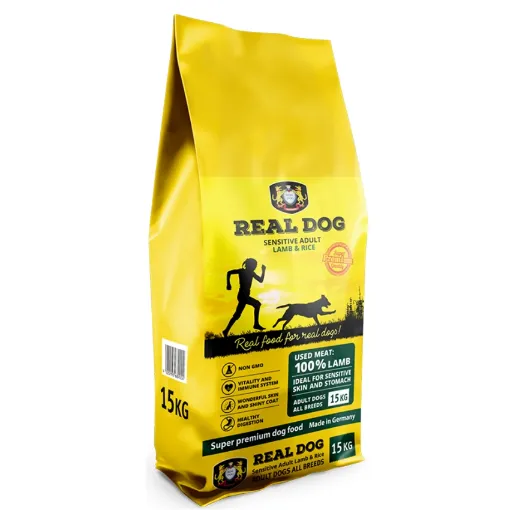89004 REAL DOG Adult Sensitive Lamb&Rice 15 kg paveikslėlis