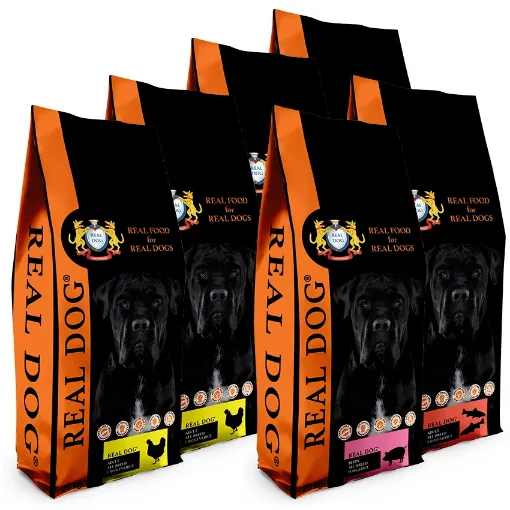 KOMP060 Real Dog 6*20kg Pork-1, Salmon-1, Chicken-4 paveikslėlis