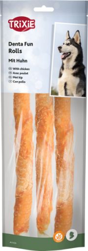 1.7_31326 TRIXIE Denta Fun Chicken Chewing Rolls, 28 cm, 3 vnt.-250 g (pak.6) paveikslėlis