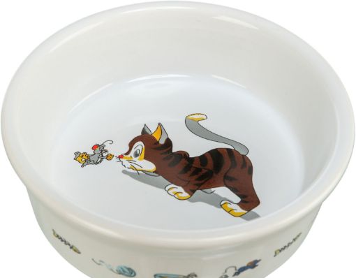 3.3_4007 TRIXIE Dubenėlis, katė su pele, keramika, 0.2 l, 12 cm, baltas (pak.4) paveikslėlis