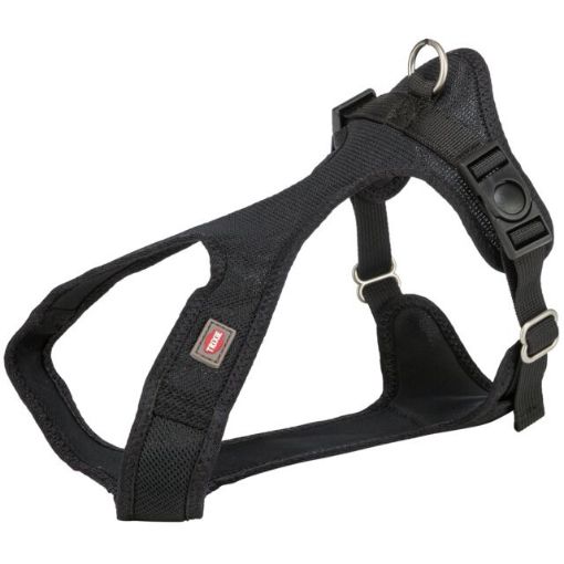 1.0_16261 TRIXIE Comfort Soft touring petnešos, XS-S 30-45cm/15mm, juodos paveikslėlis