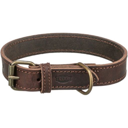 1.0_19008 TRIXIE Rustic rieb. odos antkaklis, L 48-56cm/30mm, tams. rudas paveikslėlis
