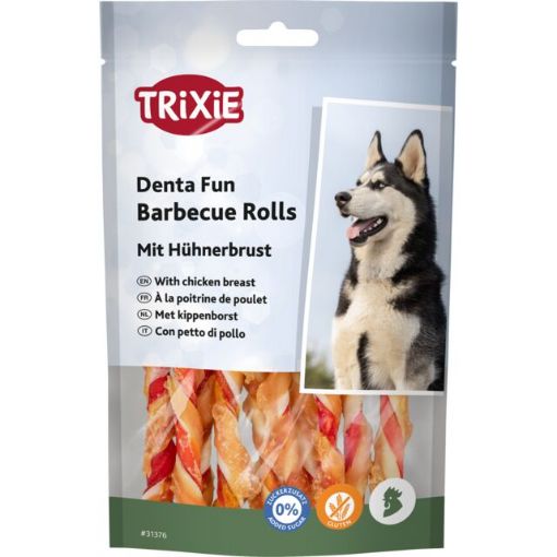 1.7_31376 TRIXIE Denta Fun Barbecue Chicken Chewing Rolls, 12 cm, 10 vnt./80 g (pak.6) paveikslėlis