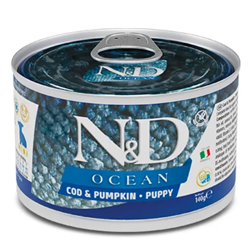 F02925 FARMINA N&D OCEAN - DOG Wet Cod&Pumpkin PUPPY MINI 140 g (pak.6) paveikslėlis