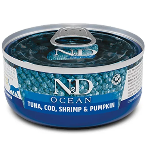 F01997 FARMINA N&D OCEAN - CAT Wet Tuna Cod Shrimp&Pumpkin ADULT 70 g (pak.24) paveikslėlis