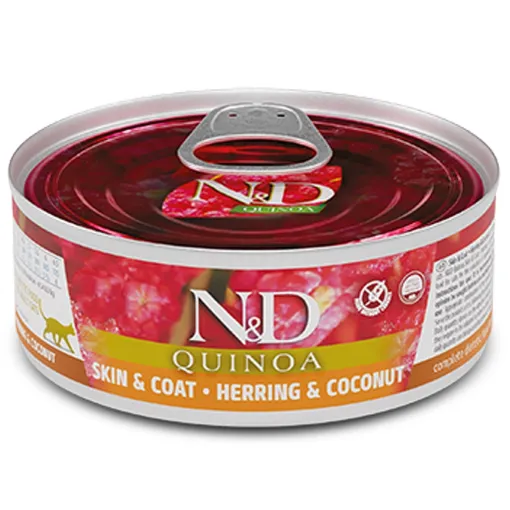 F02154 FARMINA N&D QUINOA - CAT Wet Herring&Coconut ADULT 80 g (pak.24) paveikslėlis