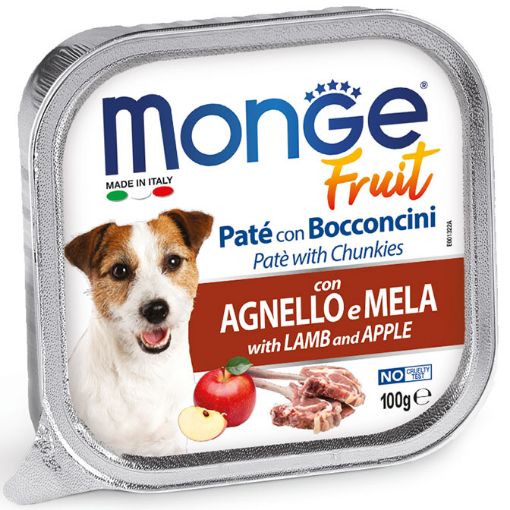 M13222 Monge Fruit - Wet Dog PATE & CHUNKIES LAMB & APPLE 100 g paveikslėlis